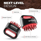 Bossman Titan Shower Scalp Massager – Scalp Exfoliator Brush – Ergonomic Silicone Scrubber for Product Build-Up, Dandruff & Pore Stimulation – Head & Beard Care Tool with Soft Bristles