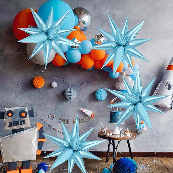 Light Blue Star Balloons, Frozenn Party Decorations Supplies, Birthday Wedding - Image 6