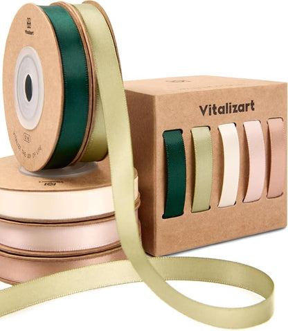 Vitalizart Ribbons for Crafts 3/8" x 50 Yd Satin Ribbon Double Face Gift by Vitalizart