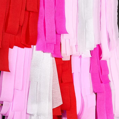 PartyWoo Pink Hot Red White Light Crepe Paper Streamers 6 Rolls 492 FT | Baby - Image 3