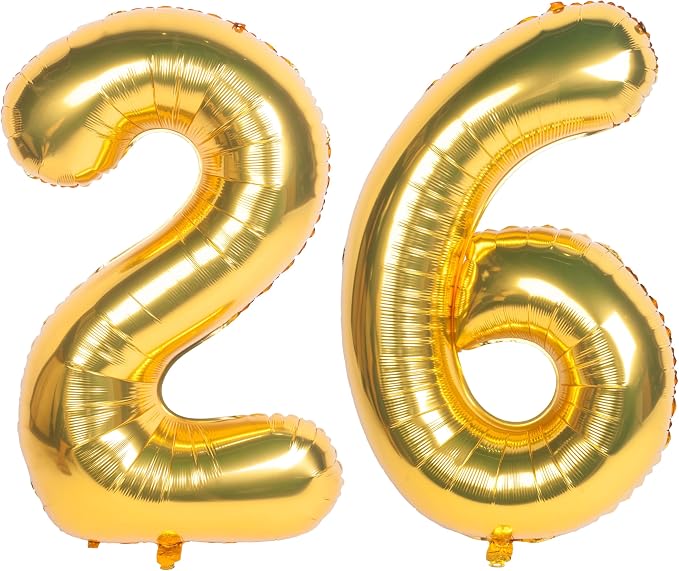 40 Inch gold Number Balloons 26 Helium Foil Mylar Balloon | Birthday Party by Exquisitehighqualitypartydecorationstomeetyoureveryneed%EF%BC%81