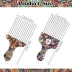 2 Pack Professional Stainless Steel Afro Pick Combs, Wide Tooth Metal Hair Picks for Curly Afro Braid Detangling Styling Women Men