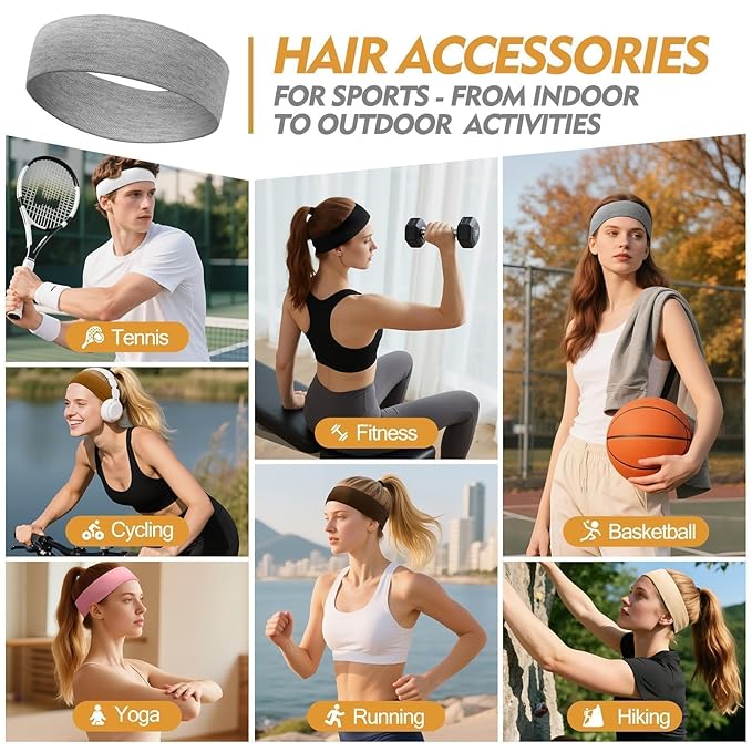 Headbands for Women Valentines Day Gifts for Her - 8 Pcs Head Bands Non Slip for Women's Hair Accessory Stretchy Fabric Headband for Workout Sport Yoga Running Christmas Birthday Gifts for Women