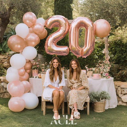 AULE 40 Inch Rose Gold 20 Balloon Number Foil 0-9 Birthday Big Numbers | - Image 4