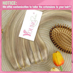 YoungSee Wire Hair Extensions Real Human Hair Highlight Human Hair Wire Extensions Light Blonde Highlights Golden Blonde One Piece Hair Extension Easy to Wear 80G 16Inch