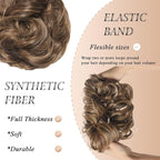 Large Messy Bun Hair Piece Curly Synthetic Extensions Scrunchies Fake Chignon Updo Hairpieces for Women Beige Bronde Mixed Chestnut Brown