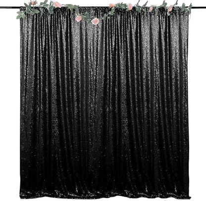 Black Sequin Backdrop for Birthday Party 10FTx10FT | 1 Panel, Glitter Sequin by HMQIANG
