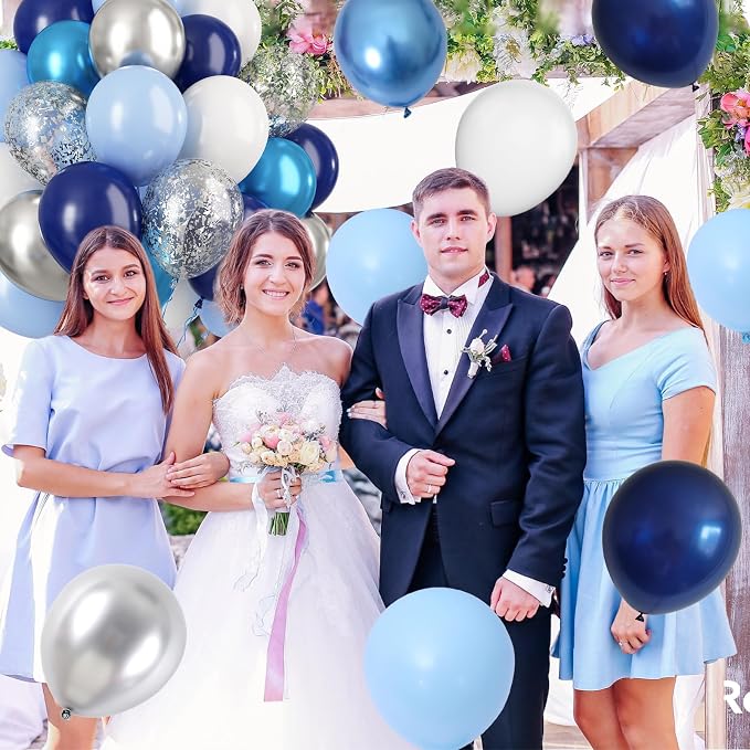 Navy Blue Silver Balloons Set - Image 6