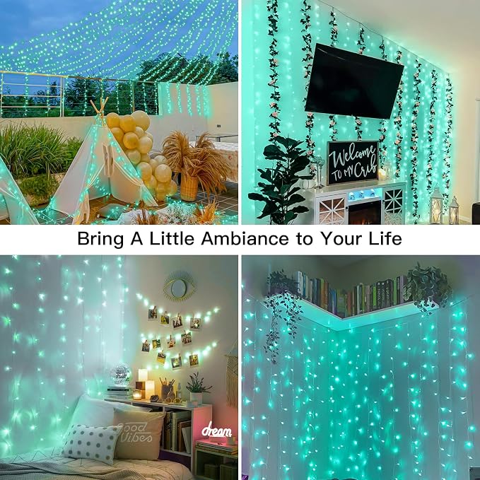 Curtain Lights for Christmas, 200 Led 6.5ft x 6.5ft Hanging String Lights - Image 2