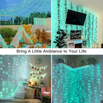 Curtain Lights for Christmas, 200 Led 6.5ft x 6.5ft Hanging String Lights - Image 2