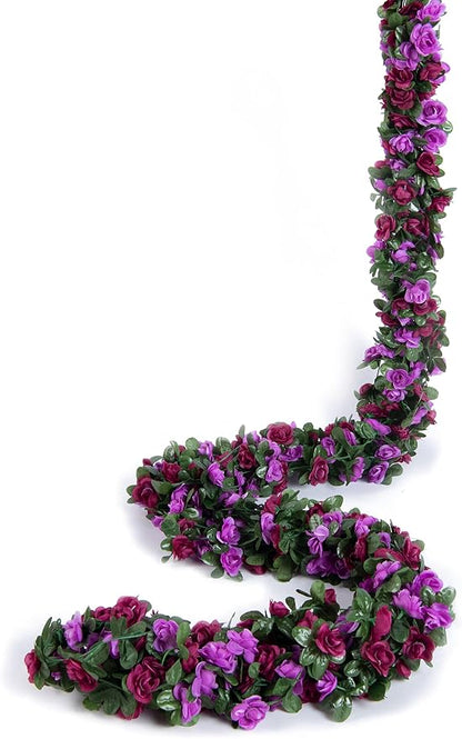 Artificial Flower Garland 6pcs 8.2ft Rose Vine Decor, Hanging Faux Roses String - Image 8