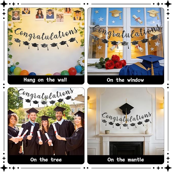 2026 Graduation Banners Party Decorations, Glitter Congratulations - Image 5