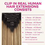 Lashey Clip in Hair Extensions Real Human Hair Balayage Ash Brown to Honey Blonde with Dark Root 7pcs 120g Straight 16 Inch Hair Extensions Natural Remy Human Hair Clip in Extensions