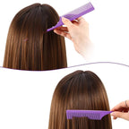 Leinuosen 3 Pack Rat Tail Combs Fine Tooth Parting Tip for Women Carbon Fiber Heat Resistant Anti Static Teasing for Back Combing Root Teasing Adding Volume Evening Styling(Purple)