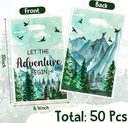 ANGOLIO 50Pcs Let the Adventure Begin Party Favor Bags, Adventure Tour Plastic - Image 2