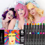 Jim&Gloria 16 Dustless Hair Chalk for Girls Washable Dye, Birthday Gifts for Teen Girls Makeup Kit, Temp Paint Temporary Hair Color for Teen Girl Gifts Trendy Stuff