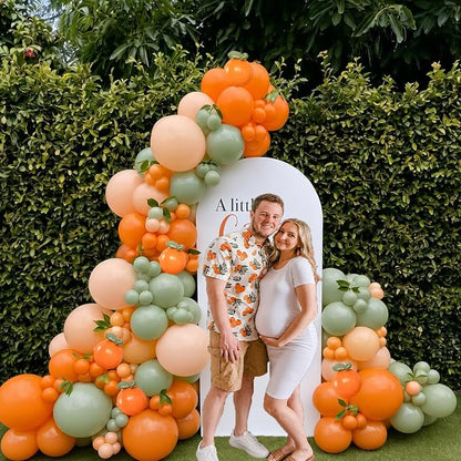CROSSFINGERS Orange Baby Shower Decorations, Sage Green Balloon Arch Kit | Sand - Image 5