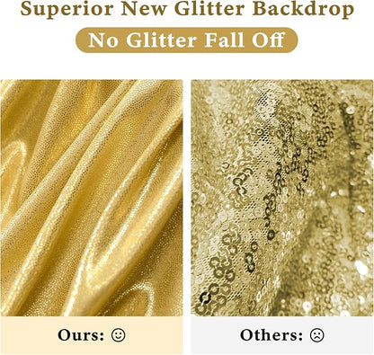 Outpain 10x10ft Gold Sequin Backdrop Curtains, Wrinkle Free Glitter Backdrop - Image 2