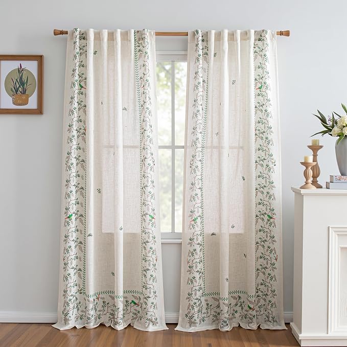 MYSKY HOME Boho Linen Blend Curtains 84 inches Long by MYSKYHOME