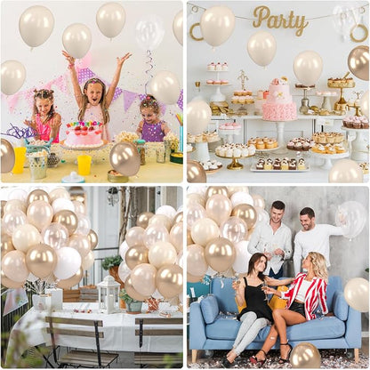 Gold and White Balloons, 12 Inch Gold Balloons, Nude Metallic Champagne Gold - Image 8