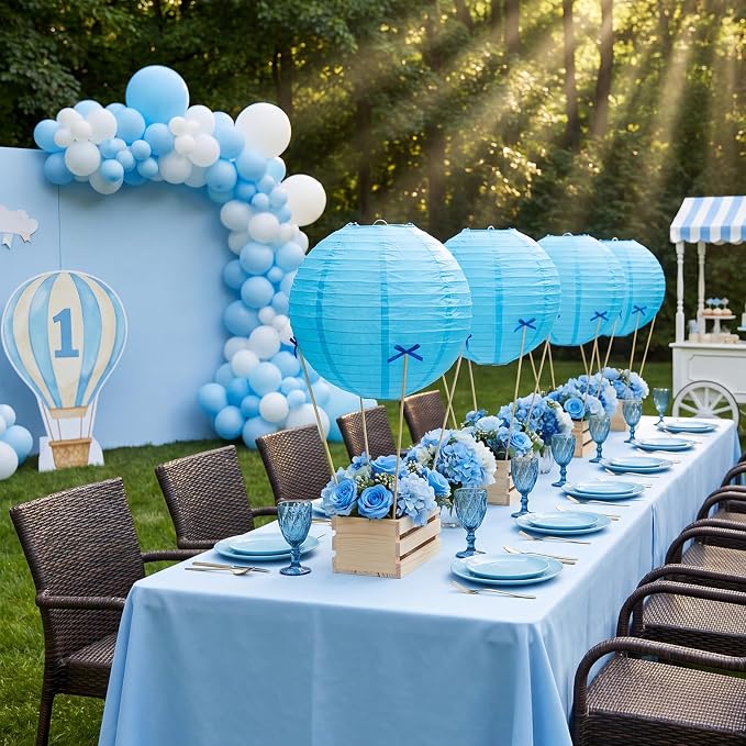 Gerrii 8 Sets Blue Hot Air Balloon Table Centerpieces, DIY Hot Air Balloon Decor - Image 2