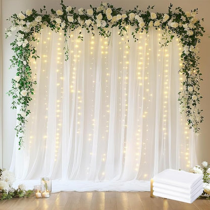 Tulle Backdrop Curtains with Lights Sheer White Curtain Backdrop 20x10ft | by Fomcet