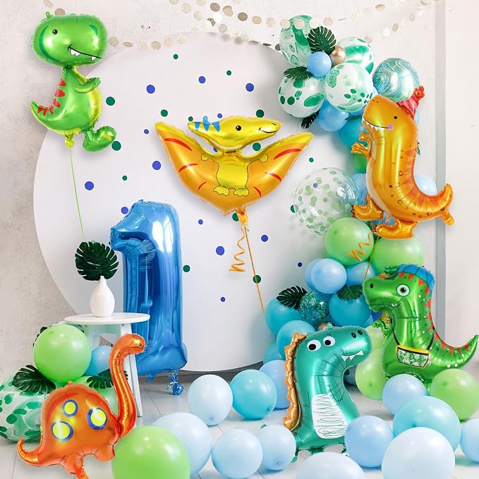 7 Pcs Dinosaur Balloons, Baby Dinosaur Foil Balloons, Giant Dino Animal Mylar - Image 5