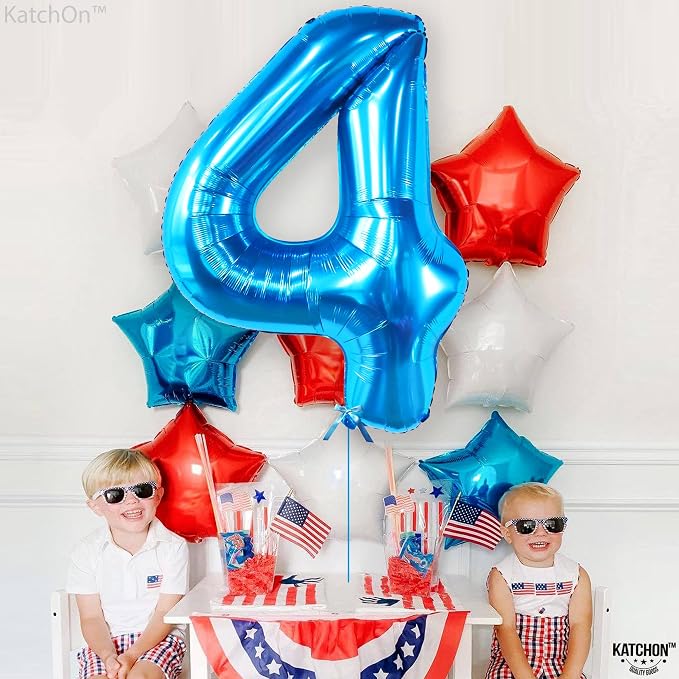KatchOn Big Blue Number 4 Balloons - Image 4