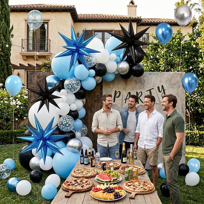 22/27 Inch Blue Black Star Balloons, Cone Spike Balloon, Aluminum Foil Balloon - Image 5