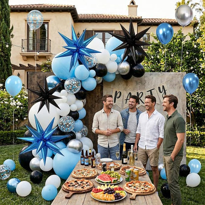 22/27 Inch Blue Black Star Balloons, Cone Spike Balloon, Aluminum Foil Balloon - Image 5
