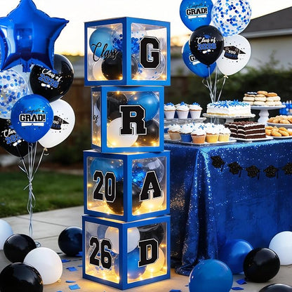 2026 Graduation Decorations Include String LED, Glitter Banner, 4 Blue Balloon - Image 5