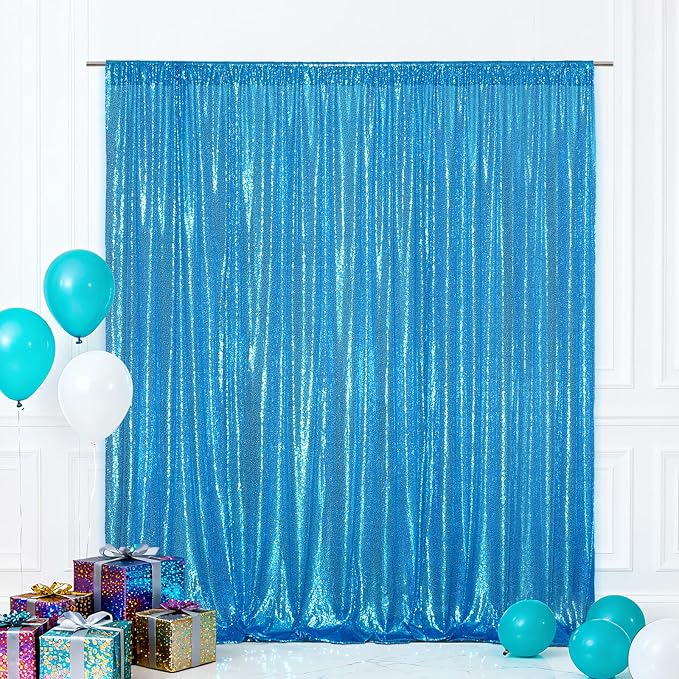 Eternal Beauty Turquoise 3mm Sequin Backdrop 8x10 Ft by EternalBeauty