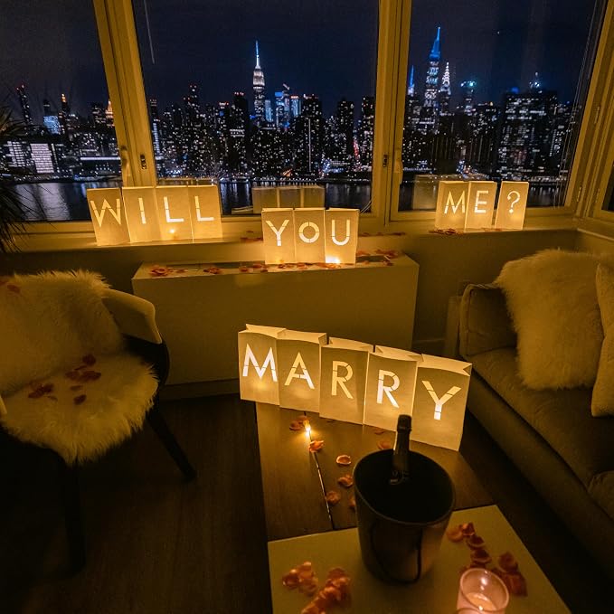 Luminary paper bags wedding proposal decorations “will you marry me?” light up by Wymm_SayYes