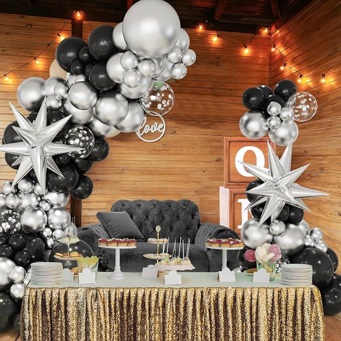 Black and Silver Balloons Garland Arch Kit - Image 4