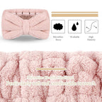 3 Pieces Makeup Headband with Bow Spa Headband for Washing Face Makeup Shower Microfiber Skin Care Hair Band and for Christmas Women Gift