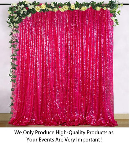 ShinyBeauty 10x10FT Fuchsia Sequin Backdrop - Image 2