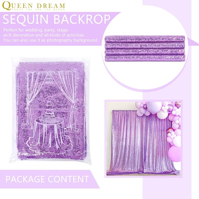 8ft x 8ft Light Purple Sequin Backdrop - Image 7