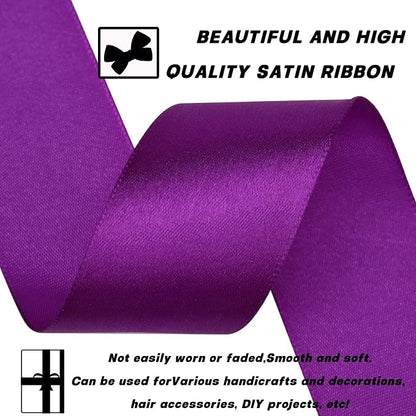 1-1/2 Inch 60 Yards Purple Solid Satin Ribbon - Image 3