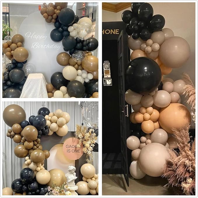 412Pcs Brown Black Nude Balloon Garland Arch Kit, 18 12 10 5 inch Different - Image 7