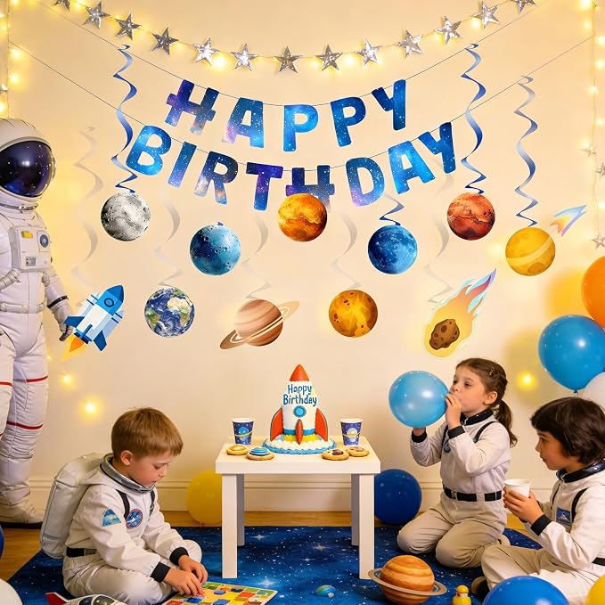 Outer Space Party Decorations, Happy Birthday Galaxy Banner, Solar System - Image 4
