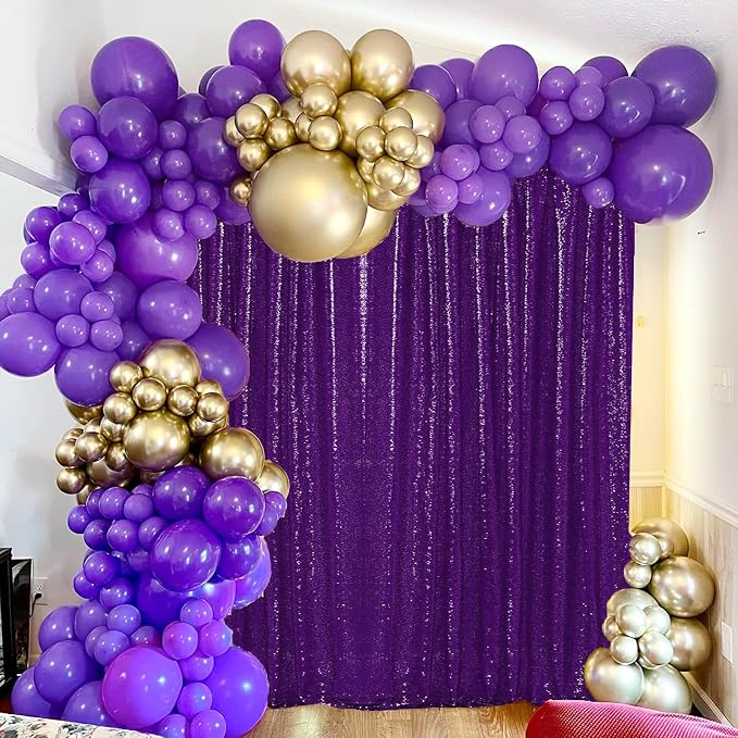 JYFLZQ Purple Sequin Backdrop Curtains 10ft x 10ft 1 Panel Glitter Photo Booth - Image 5
