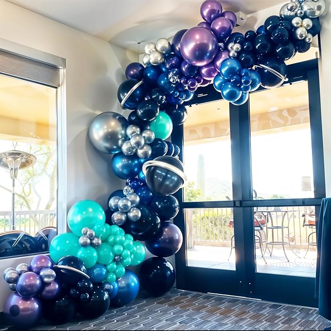 60 Pcs Black Purple Blue Balloons, Metallic Blue Purple Black Teal Confetti - Image 4