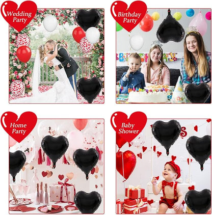 Biapian Foil Heart Balloons Black, Valentines Balloons 18inch Black Foil Balloon - Image 8