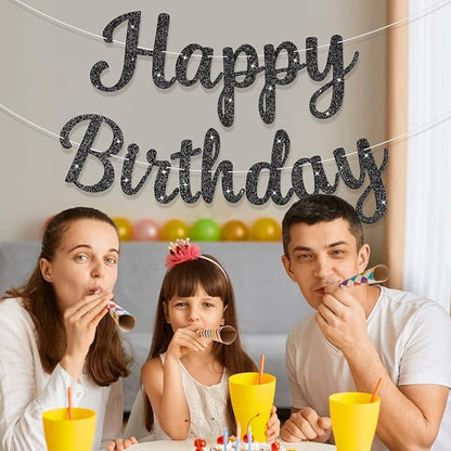 Glitter Happy Birthday Banner Sign Birthday Garland Wall Door Banners Flag - Image 7