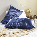 BEDELITE Satin Pillowcase for Hair and Skin, Super Soft and Cooling Similar to Silk Pillow Cases 2 Pack with Envelope Closure, Gift for Women Men(20"x36" King Size, Navy)