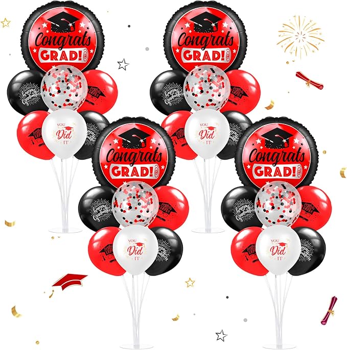 Kasyat 4 Set Green and Black 2026 Graduation Table Centerpiece Balloon Stand by Kasyat
