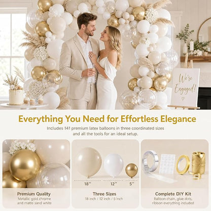KARLURE White and Gold Balloons Arch Kit Garland - Image 3