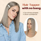 Rich Choices Human Hair Toppers for Women-100% Real Remy Hair Topper No Bang-Upgraded 150% Density 9 * 12CM Lace Base-Clip in Hairs Topper for Thinning Hairs-10Inch #G3 Salt and Pepper Grey