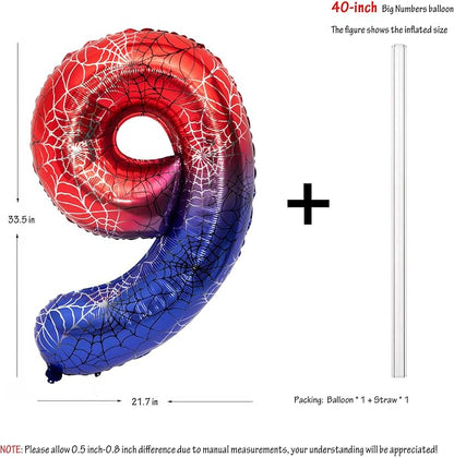 40 In Red And Blue Birthday Theme Large Number 9 Balloon | Giant Large Helium - Image 2