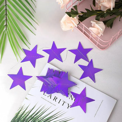 Patelai 130 ft Star Garland Banner Decor, Holographic Purple - Image 6